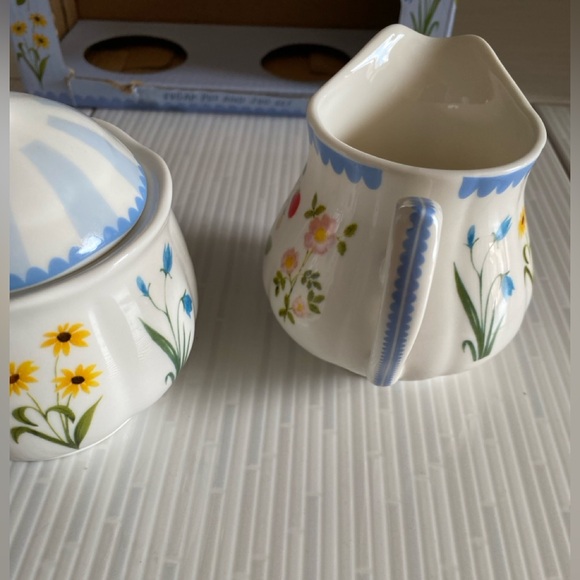 NEW Blue Bird & Willow British Teashop Floral Sugar Pot & Jug Cream Set Tea time - Picture 8 of 15